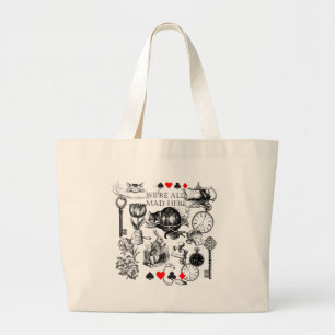 Cheshire Cat klassieke alice in wonderland gek Grote Tote Bag