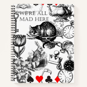 Cheshire Cat klassieke alice in wonderland gek Notitieboek