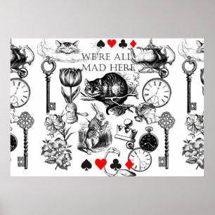 Cheshire Cat klassieke alice in wonderland gek Poster