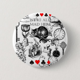 Cheshire Cat klassieke alice in wonderland gek Ronde Button 5,7 Cm