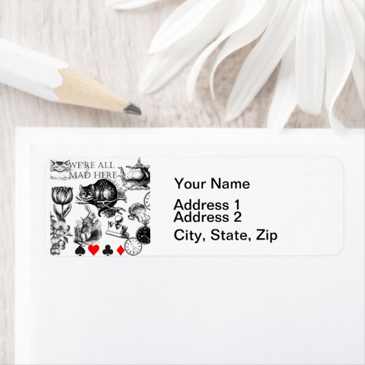 Cheshire Cat klassieker Alice in wonderland gek Etiket (Insitu)