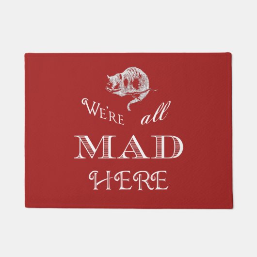 Cheshire Cat Mad Alice Red Doormat Deurmat (Voorkant)