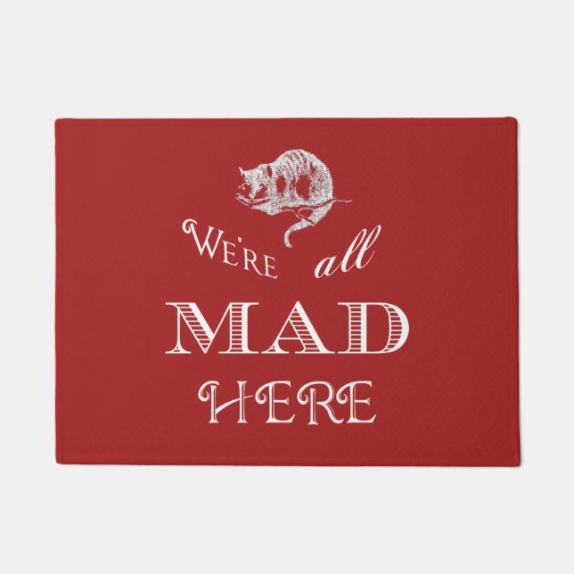 Cheshire Cat Mad Alice Red Doormat Deurmat (Voorkant)
