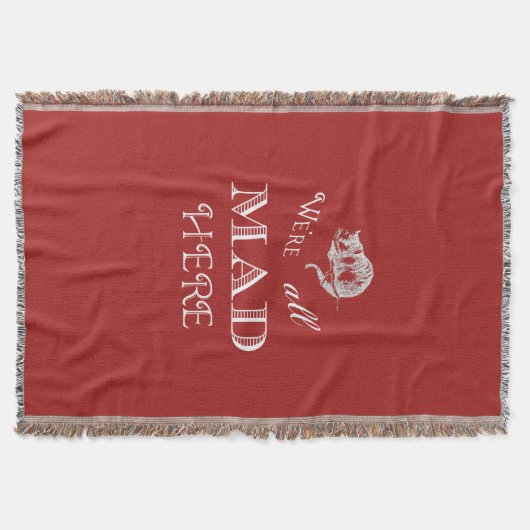 Cheshire Cat Mad Red Throw Blanket Deken (Voorkant)