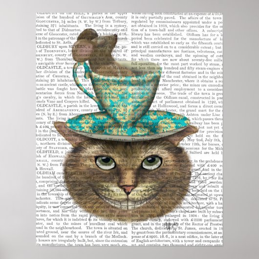 Cheshire Cat met Cup op kop Poster (Voorkant)