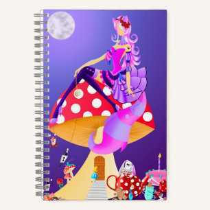 Cheshire Cat op paddenstoel Wonderland Notitieboek
