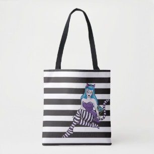 Cheshire Cat strepen herbruikbare tas zwarte stree