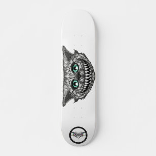 Cheshire cat zwart-wit-lijnenglimlach skateboard