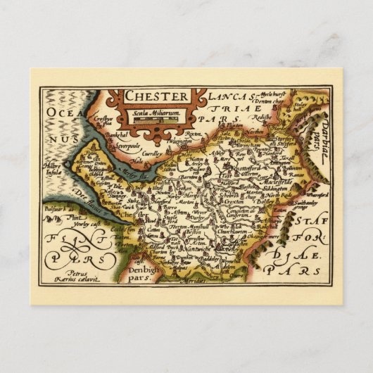 Cheshire (Chester) County, Engeland Antiquarische  Briefkaart (Voorkant)