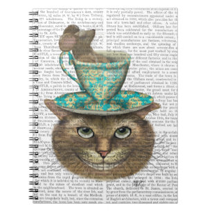 Cheshire kat met beker op hoofd notitieboek