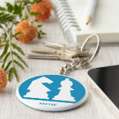 CHESS aangepaste monogram- en kleurenkleutketens Sleutelhanger (Zijkant)