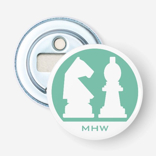 CHESS aangepaste monogram- en kleurflesopener Button Flesopener (Voorkant)