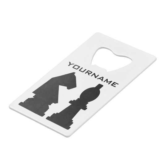 CHESS aangepaste monogram- en kleurflesopener Kredietkaart Flessenopener (Achterkant Gekanteld)