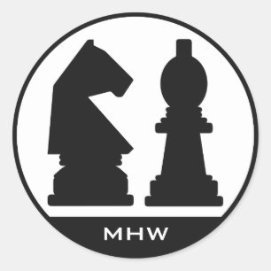CHESS aangepaste monogram-stickers Ronde Sticker