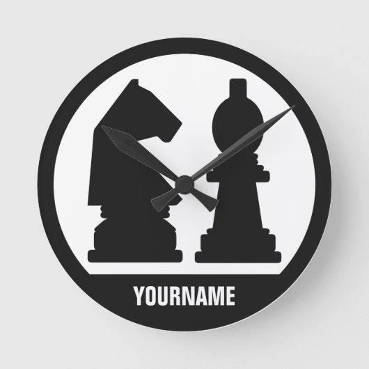 CHESS aangepaste monogram wandklokken Ronde Klok (Voorkant)