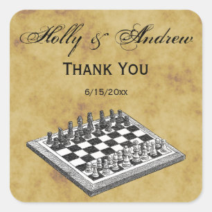 Chess and Chess Board  WBG Verstoord Vierkante Sticker