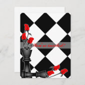 Chess and Rozen Gothic Wedding Kaart (Voorkant / Achterkant)