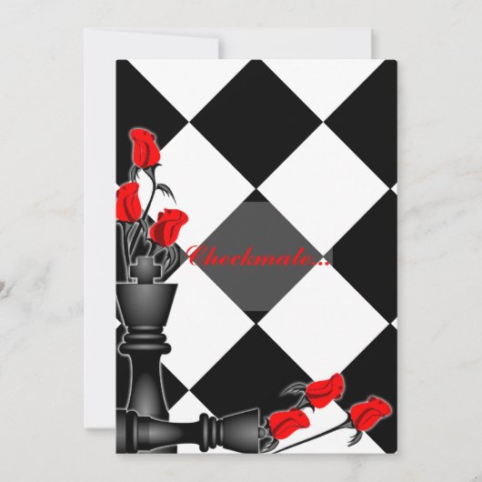 Chess and Rozen Gothic Wedding Kaart (Voorkant)