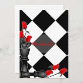 Chess and Rozen Gothic Wedding Kaart (Voorkant / Achterkant)