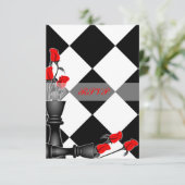 Chess and Rozen Gothic Wedding RSVP Kaartje (Staand voorkant)