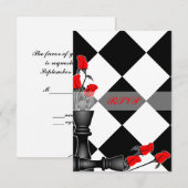 Chess and Rozen Gothic Wedding RSVP Kaartje (Voorkant / Achterkant)