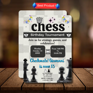 Chess Birthday Party Uitnodiging voor kinderen en 