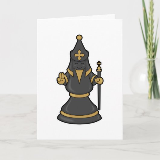 Chess Bishop op op Chess with Staff Kaart (Voorkant)