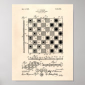 Chess Board 1923 Patent Art Old Peper Poster (Voorkant)