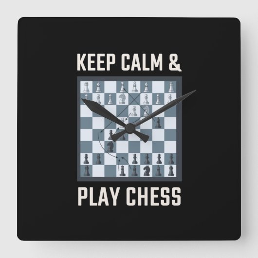 Chess Board Chess Player Vierkante Klok (Voorkant)