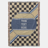 Chess Board Pattern + uw achtergrondkleur en tekst Deken (Voorkant Verticaal)