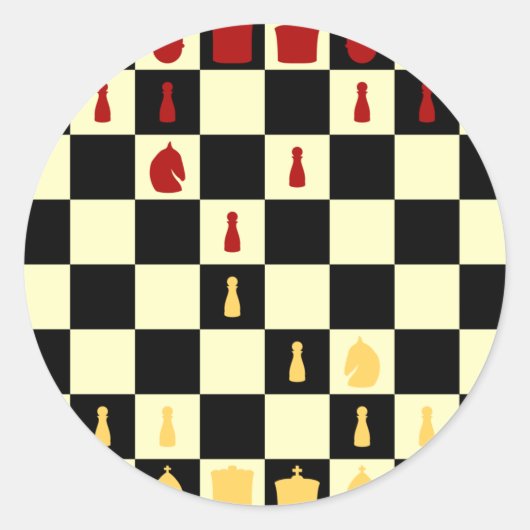Chess Board Ronde Sticker (Voorkant)