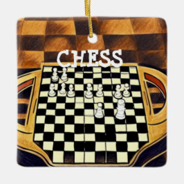 CHESS BOARD STYLE KERAMISCH ORNAMENT