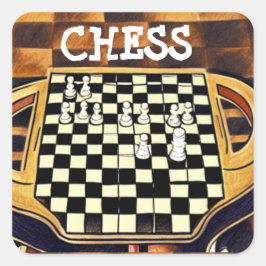 CHESS BOARD STYLE VIERKANTE STICKER