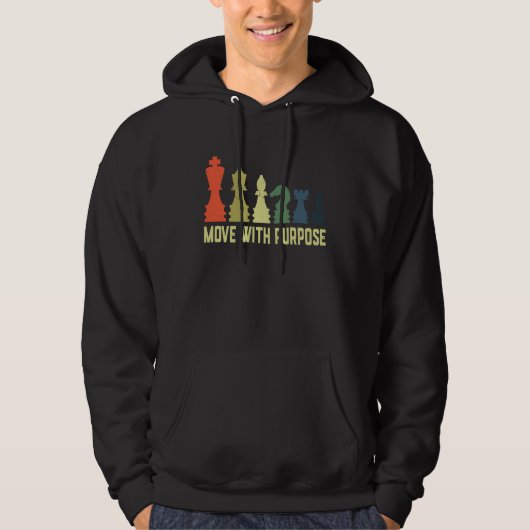 Chess , Chess , Move With Purpose, Chess Board Gam Hoodie (Voorkant)