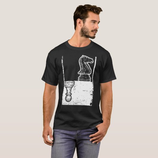 Chess Chessboxing Pawn en Knight Shadow 1 T-shirt (Voorkant volledig)