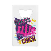 Chess Chick Women Girls Player 90s Aesthetisch Kredietkaart Flessenopener (Achterkant)