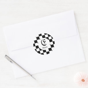 Chess Club Custom Name Initiaal Ronde Sticker