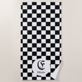 Chess Club Custom Name Initiaal Strandlaken (Voorkant)