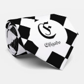 Chess Club Custom Name Initiaal Stropdas (Opgerold)