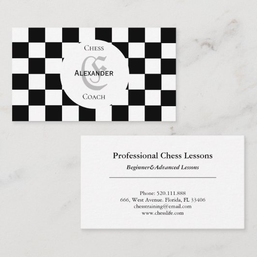 Chess Coach Classic Chessboard Carte de visite (Devant / Derrière)