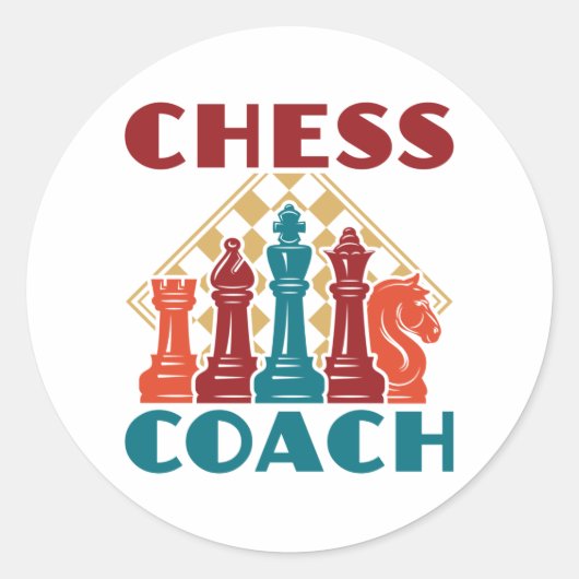Chess Coach Ronde Sticker (Voorkant)
