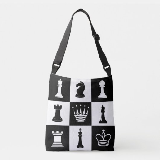 Chess Crossbody Canvas tas All-over printstrategie (Voorkant)