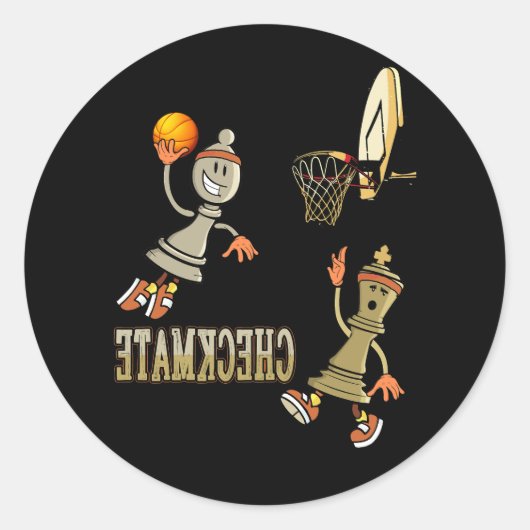 Chess Dunk Basketball Board King Pa Ronde Sticker (Voorkant)
