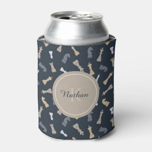 Chess Figures Masculine Monogram Initiaal Name Blu Blikjeskoeler