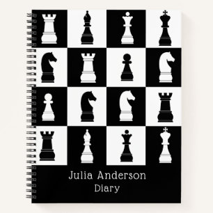 Chess Game Black & White Figtern-naam Notitieboek
