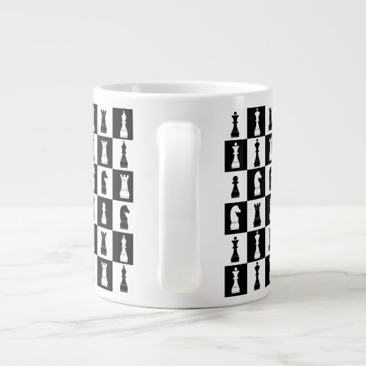 Chess Game Figures Black and White Pattern Jumbo Beker (Achterkant)
