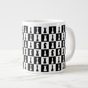 Chess Game Figures Black and White Pattern Jumbo Beker