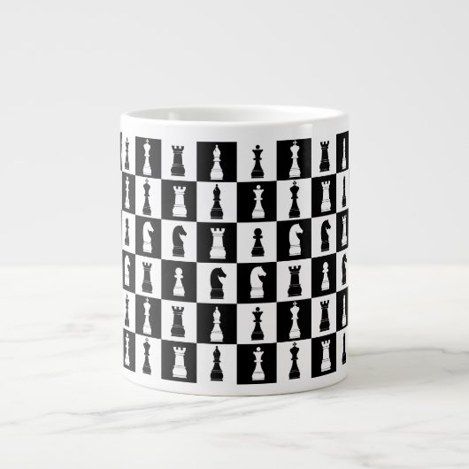 Chess Game Figures Black and White Pattern Jumbo Beker (Voorkant)