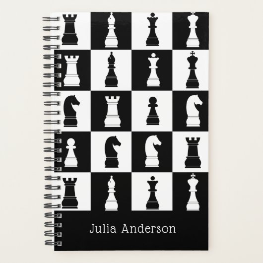 Chess Game Figures Black and White Pattern Name Planner (Voorkant)