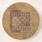 CHESS GAME IN STONE ZANDSTEEN ONDERZETTER (Voorkant)